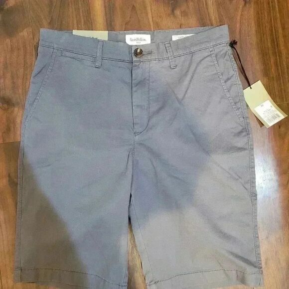 GOODFELLOW MEN'S Thunder Gray Linden Flat Front Chino Shorts - Picture 6 of 16